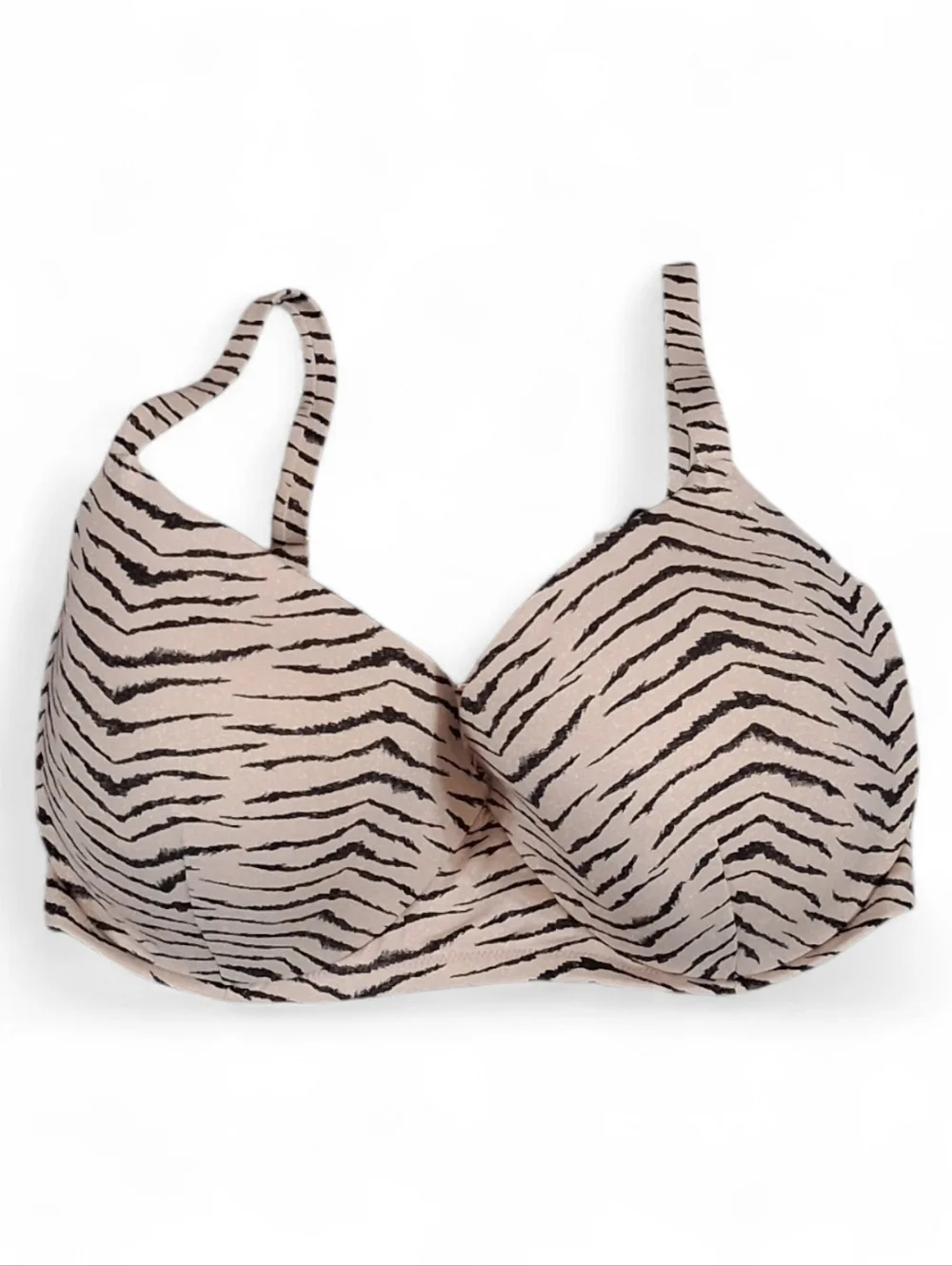Shade And Shore Cream and Black Zebra Print Bikini Top Swimsuit Bra Size 36DDD